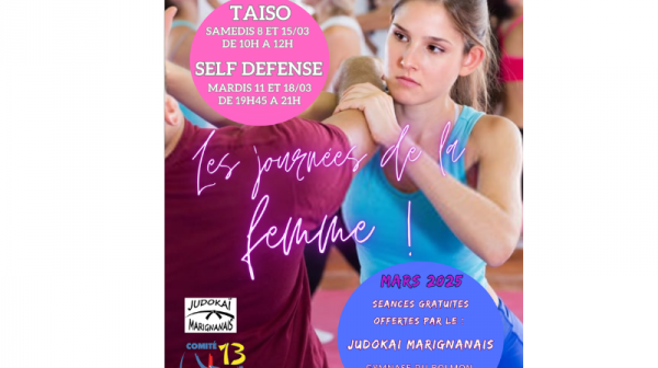 LES JOURNEES DE LA FEMME - SEANCES GRATUITES -  MARS 2025 - JUDO KAI MARIGNANE