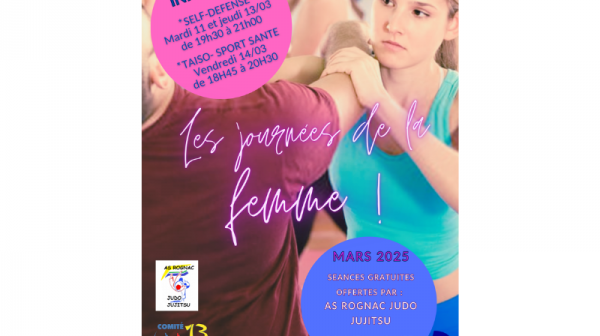 LES JOURNEES DE LA FEMME - SEANCES GRATUITES - MARS 2025 - AS ROGNAC JUDO JUJITSU